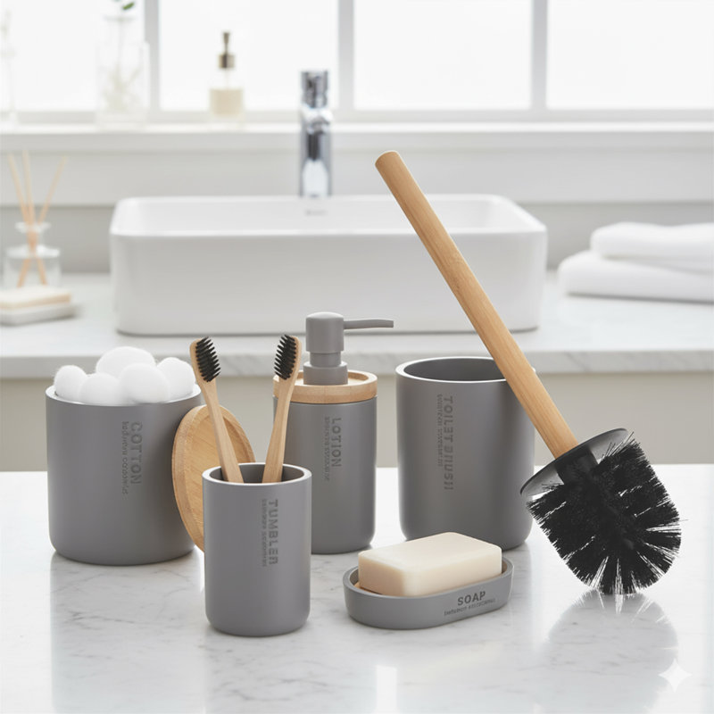 Willis Bathroom Accessory Set 5 Pieces, Gray