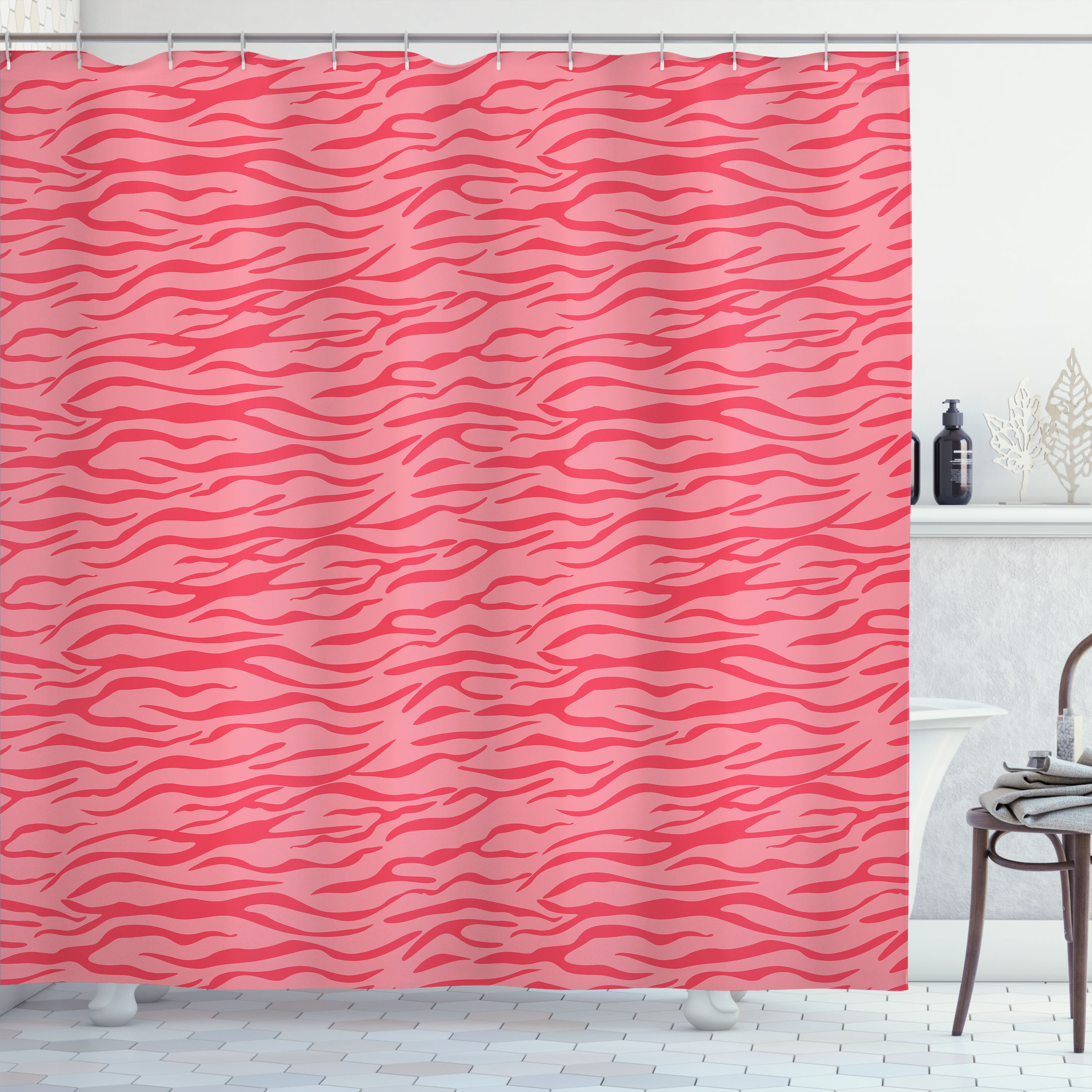 Latitude Run® Pink Zebra Shower Curtain Wavy Stripes Savannah | Wayfair
