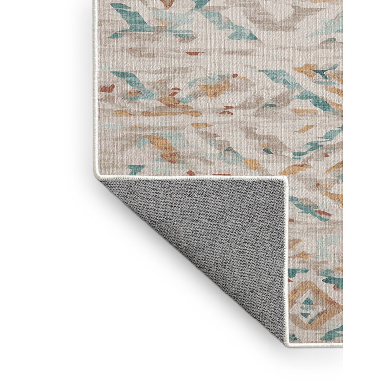 Machine Washable Beige Area Rug, Round 8'