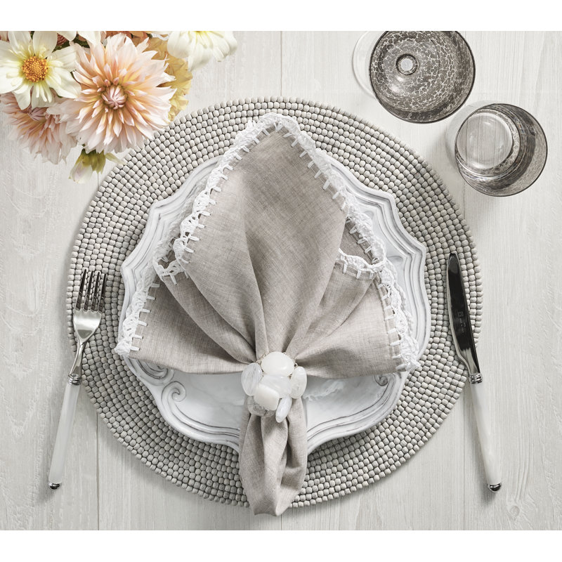 Shell Edge Napkin, Gray/White