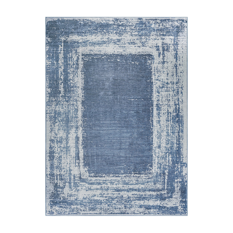 Tapis rectangulaire Amaya Navy avec envers antidérapant, Rectangle 5 pi x 7 pi