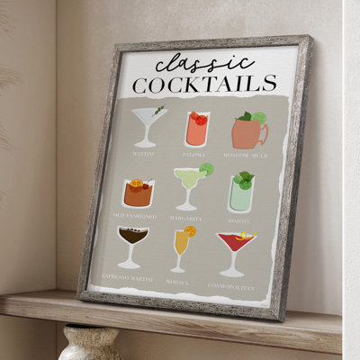 Classic Cocktail, reproduction encadrée - bois massif