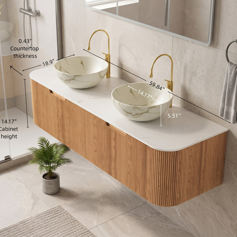 Wall Mounted With Solid Surface Top, 60