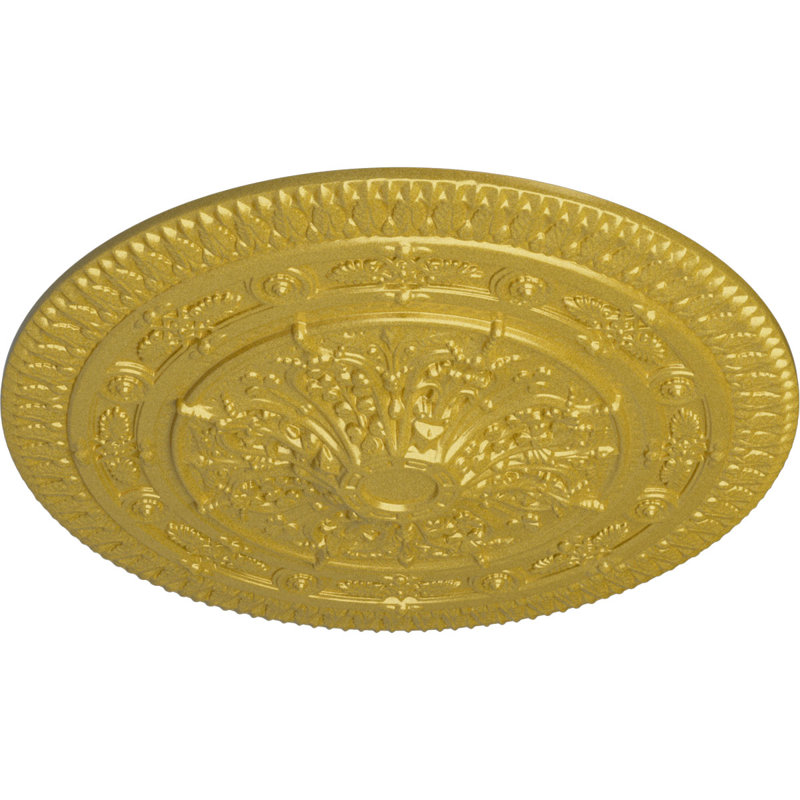 Endurathane Naple Ceiling Medallion, 37 1/2"OD x 3 3/8"P (Fits Canopies up to 3 3/8"), Hand-Painted Rich Gold Finish