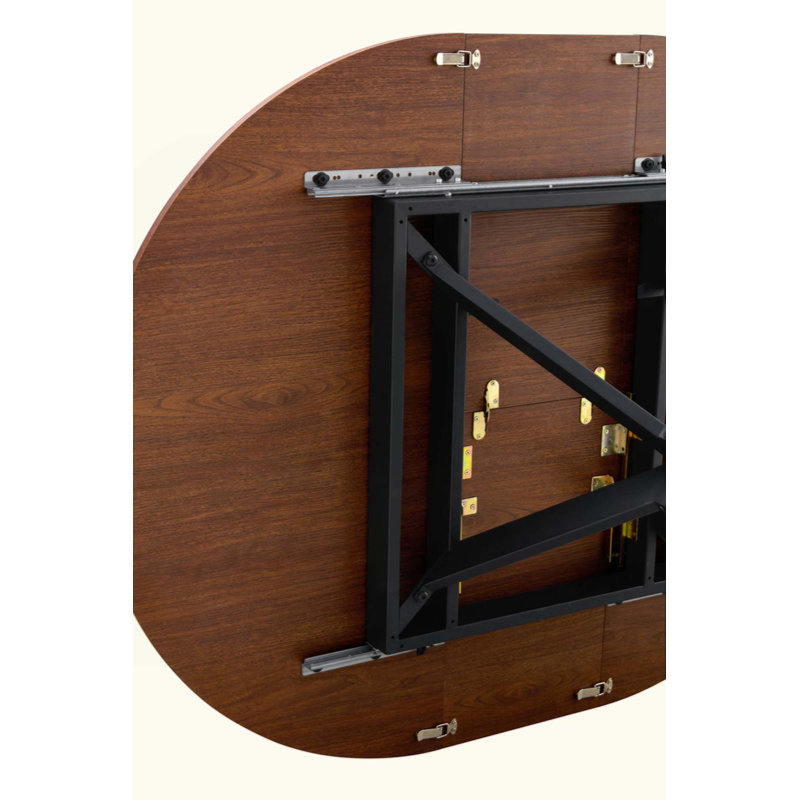 Table de salle à manger extensible ronde de 43 à 54 pouces avec pieds en métal robustes et peu encombrants pour petit salon et cuisine