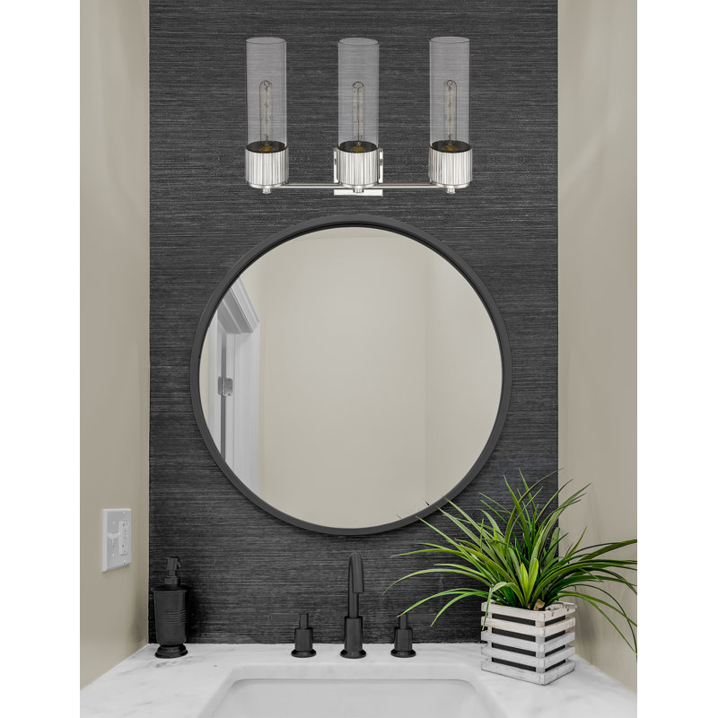 Éclairage pour meuble-lavabo mural 3 lumières 12 "Bolivar, Transparent, Nickel satiné