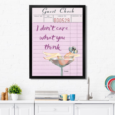 I Don't Care What You Think Check - Cocktails Wall Art