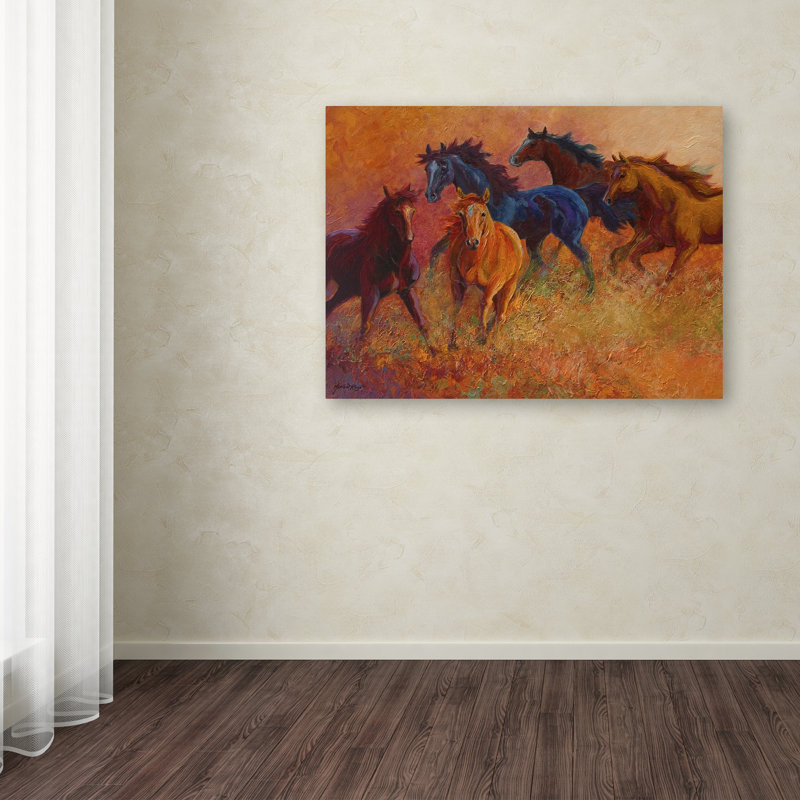 « free range à cheval », reproduction sur toile tendue, H 14 po x l 19 po x P 2 po