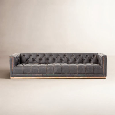 Barrie Ybarra 95" Genuine Leather Tuxedo Arm Sofa
