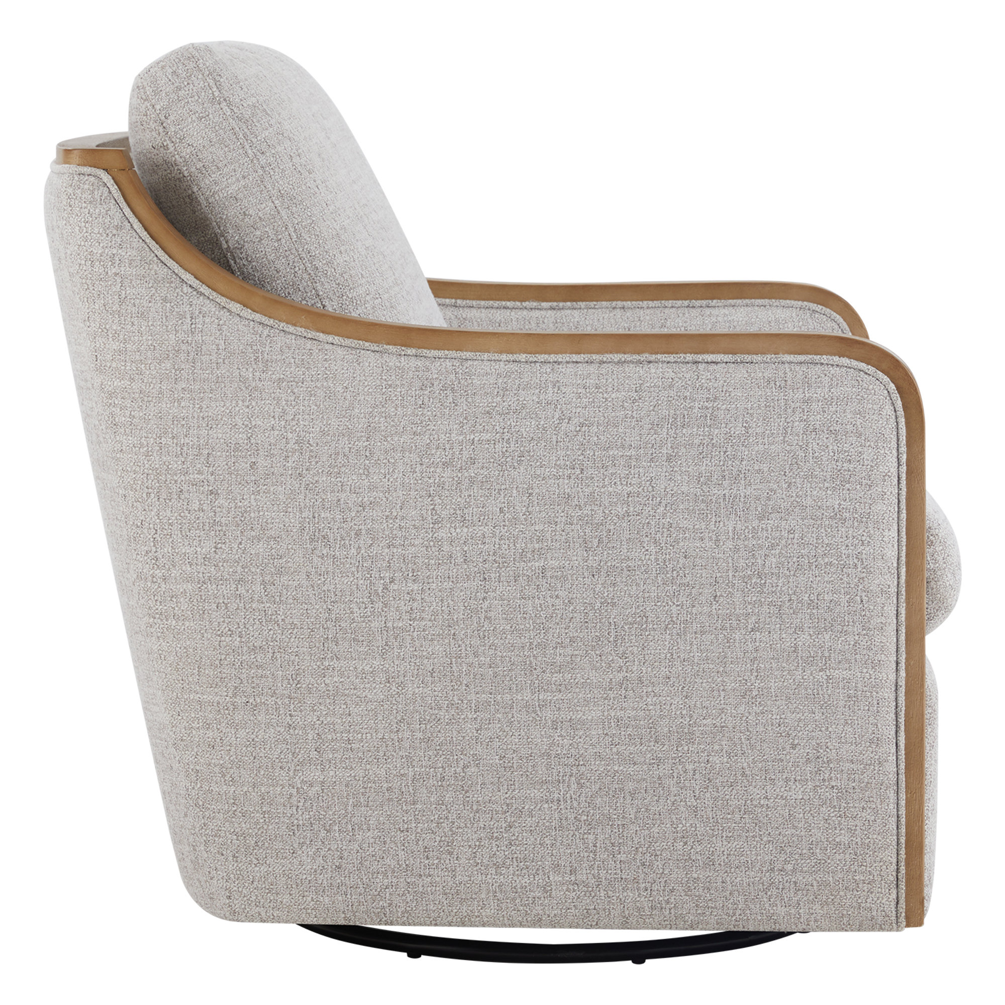 Grayton Oversized Upholstered Swivel Barrel Chair, Nathan Gray Heathered