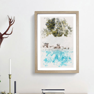 Palm Trees by the Beach in the Maldives - Framed Print