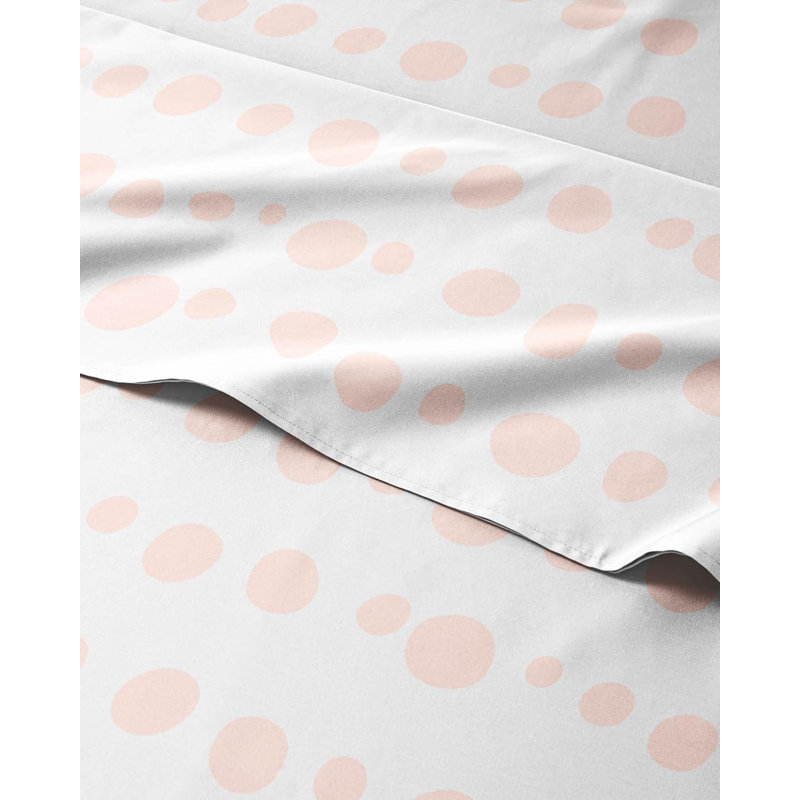 Kids Sheet Set, Soft Microfiber Bedding, Cozy & Breathable, Wrinkle Free Easy Care Bed Sheets, Pink Dots