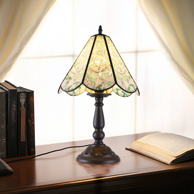 18" Vintage Table Flower Lamp, 60W Retro Glass Vintage Desk Flower Lamp with Switch Controlled, E26 Table Lamp Holder Home Decor Night Stand Lamp Suitable for Living Room, Bedroom，Tiffany style lamp