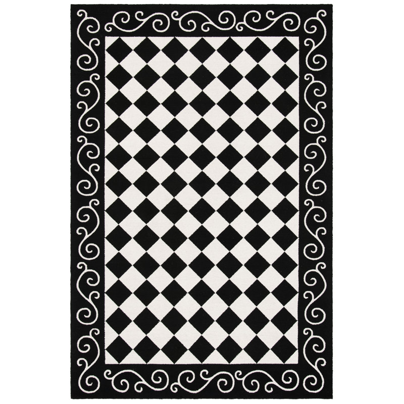 Brayton Hand Hooked Wool Geometric Rug, Rectangle 5'3" x 8'3"