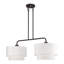 Grand lustre linéaire doré 2 lumières avec abat-jour en tissu blanc cassé fabriqué à la main-1353392263