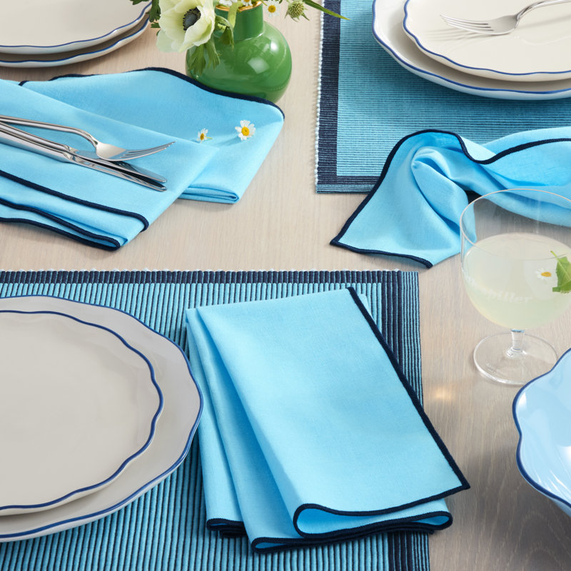 Ensemble de serviettes de table Garden Party Kate Spade New York, bleu / bleu marine, 20 x 20, Bleu