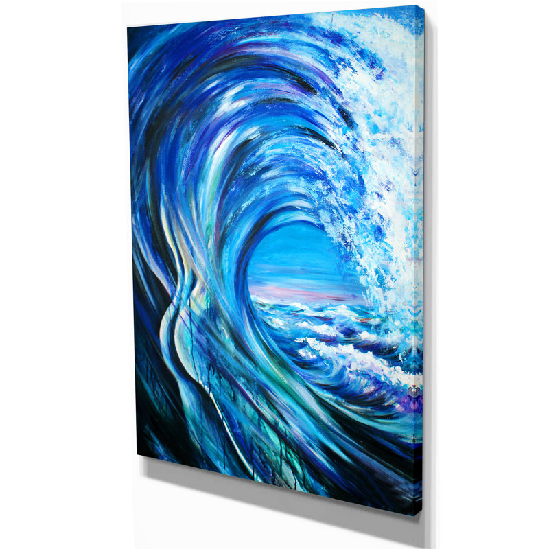 Paysage, grande vague bleue, impression sur toile - Grande vague bleue, H 32 po x l 16 po x P 1 po