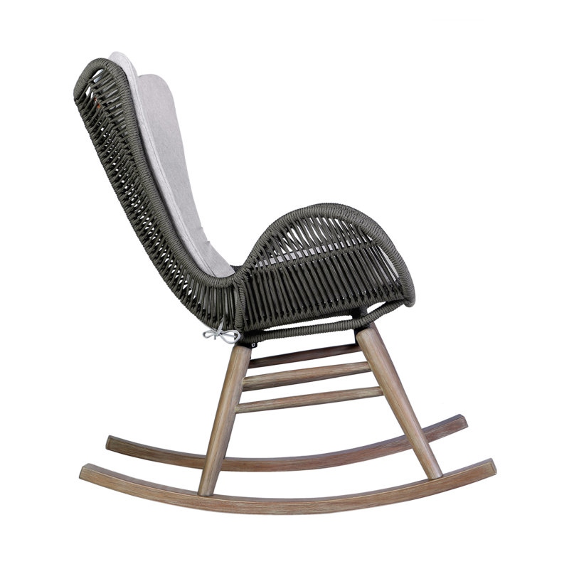 Cabane Wood Outdoor Chair with Sunbrella® Cushions, Light Gray/Black