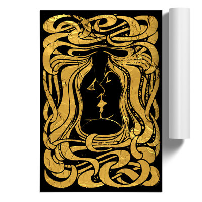 Black Gold Two Lovers - Frameless Print