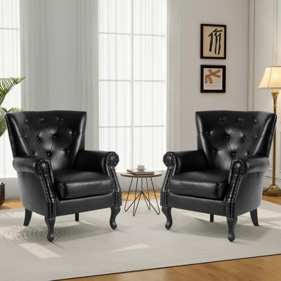 24"W Faux Leather Wingback Chair by Red Barrel Studio