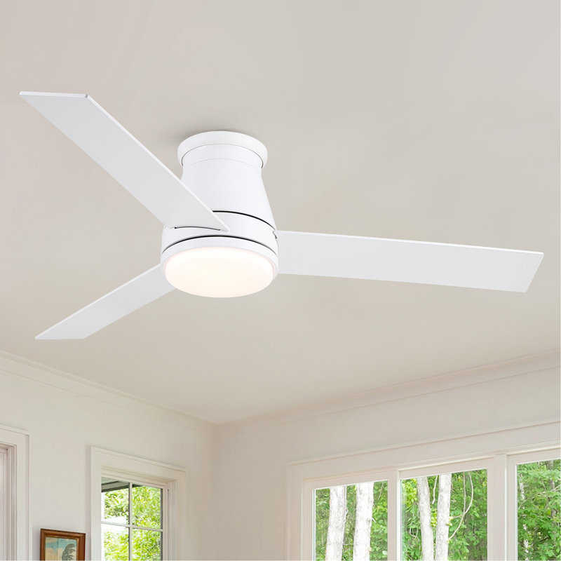 48" White Blades Lowe Profile Ceiling Fans with Light, White, White