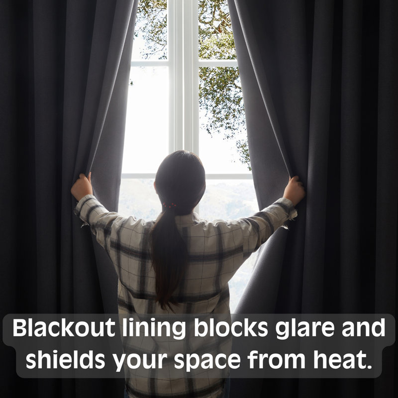 100% Linen Blackout Eyelet Curtain Panels - Premium Thermal, Total Blackout Window Drapes, Charcoal, 168cm Width x 228cm Drop
