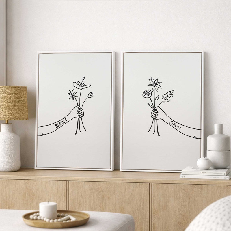 «Grow with Love», ensemble de 2 impressions, Or poli, Toile avec cadre, 48 po x 32 po