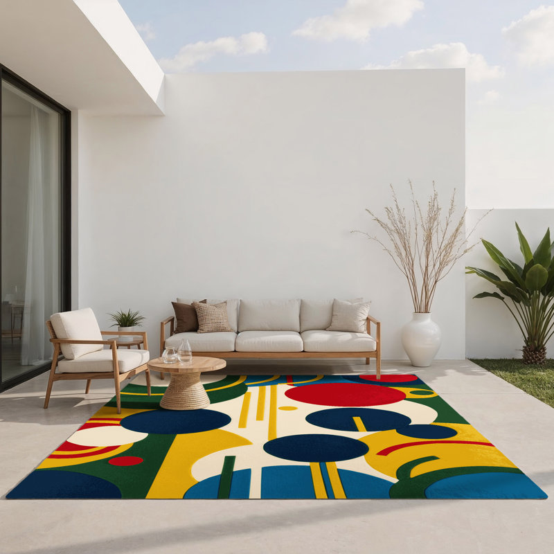 Spunky Spiral Indoor And Outdoor Area Rug, Rectangle 3' x 5'
