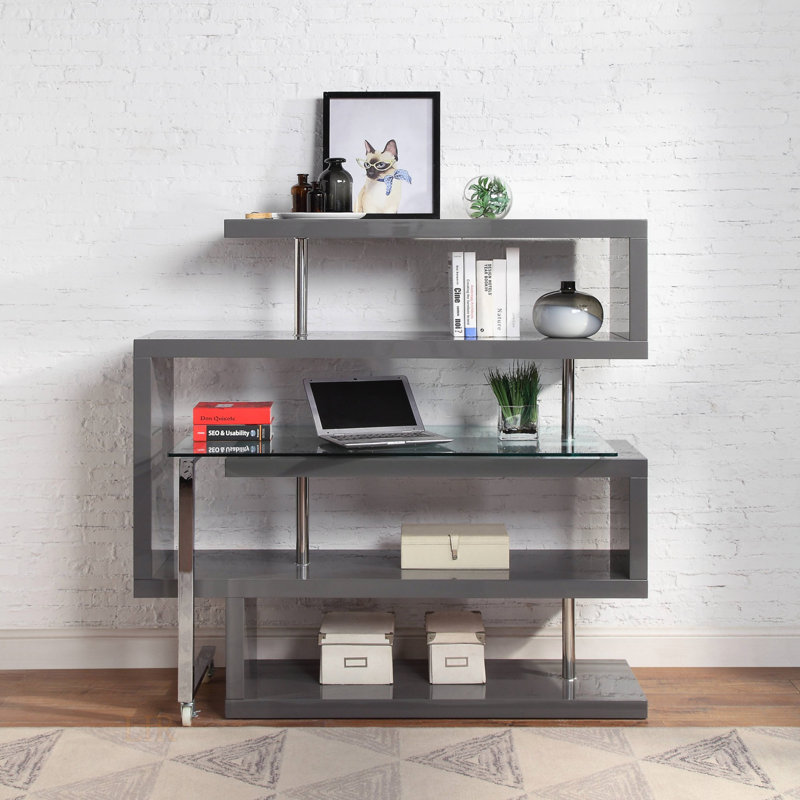 Bureau d'écriture avec tablette Buck II, Gris
