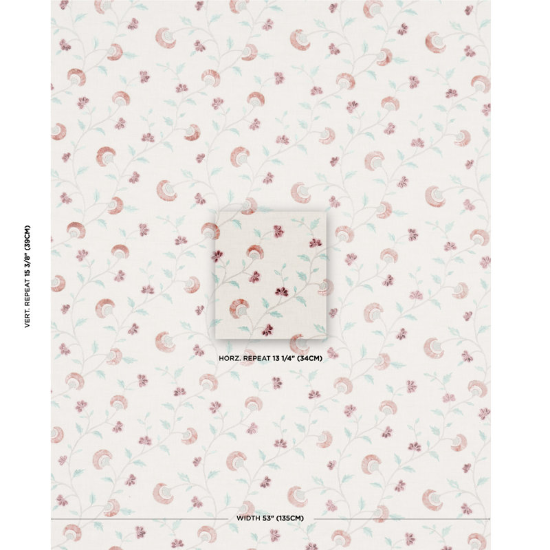 Lyla Embroidery Fabric, Rose/Natural