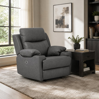 Fauteuil inclinable électrique moderne en cuir pleine fleur avec accoudoirs rembourrés