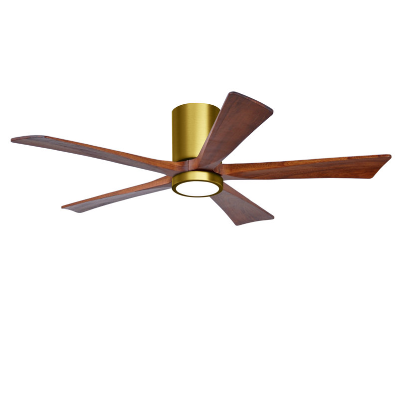 Ventilateur de plafond à 5 pales DEL avec ensemble d'éclairage inclus Irene, Laiton brossé, 52", Ton noyer