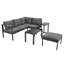 Grey 4-5 Seater All-Weather Corner Outdoor Lounge Set | Aluminum & Galvanized Iron Frame, 5-Piece Combo with Coffee Table, Side Table & Full Polyester Cushions