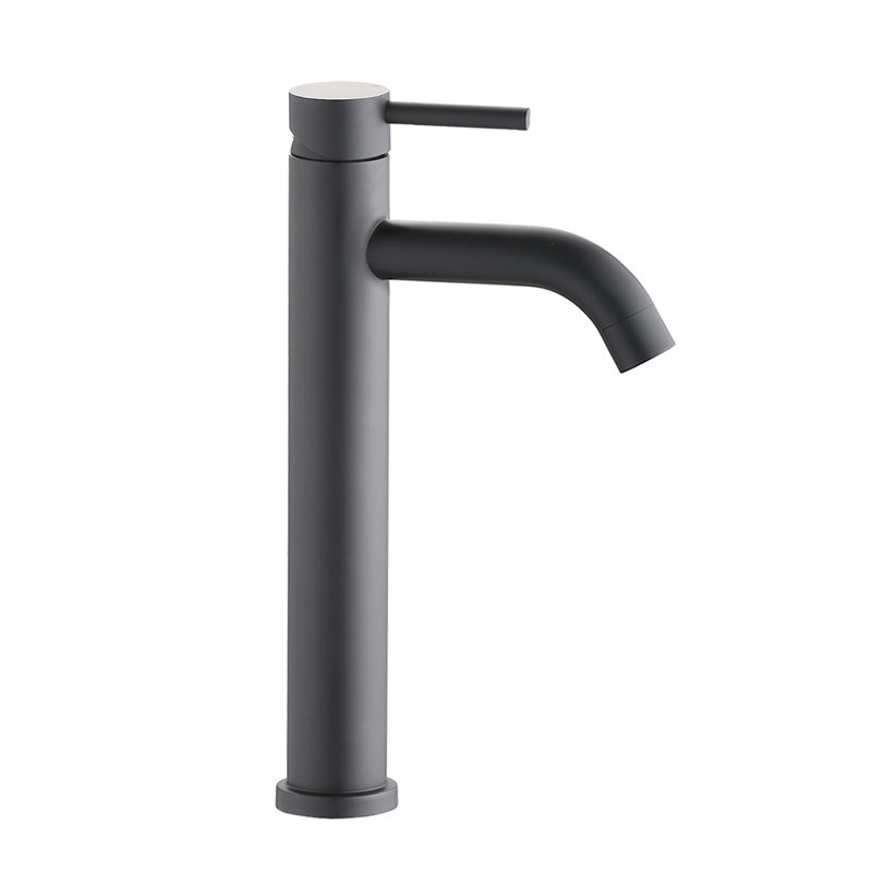 Modern Tall Single Handle Bathroom Faucet, Matte Black