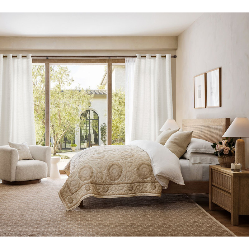Linen blend crushed textured semi sheer curtains Neutral Modern Farmhouse for Living room Bedroom Darpes, Cream Linen
