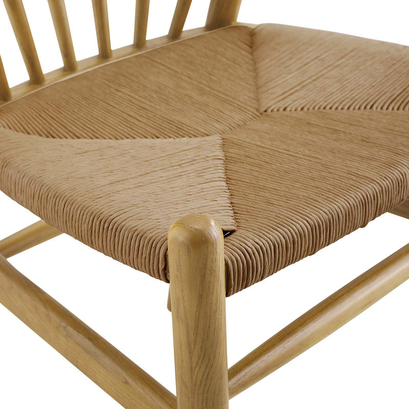 Natural Wood and Cane Slat Back Dining Side Chair
