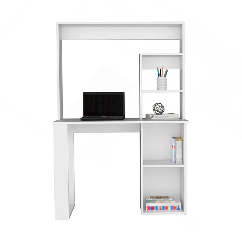 Maine Desk With Hutch And  Shelves, White