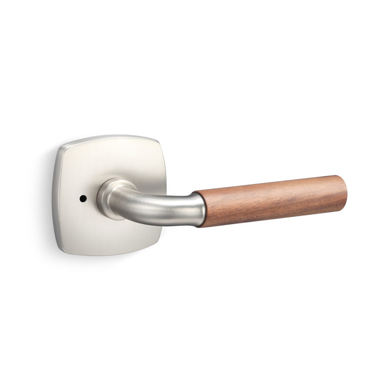 Forma Privacy Rosette In Satin Nickel, Walnut Grip, Satin Nickel/Walnut