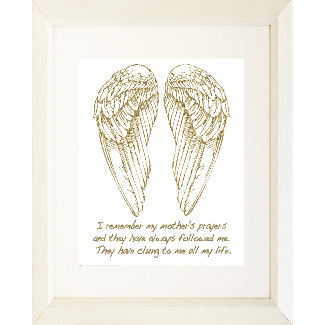 " Typography Religious Angel Wings And Quote God Made Mothers " Buy Art For Less Frame 
