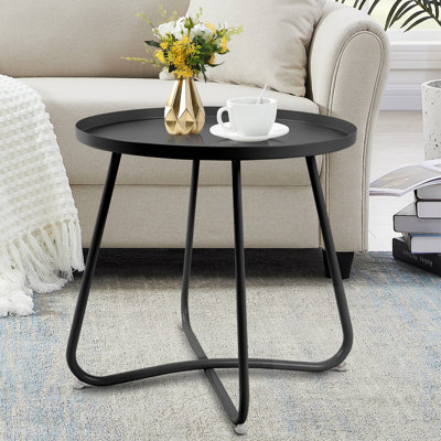 Table d'appoint ronde en métal pour patio