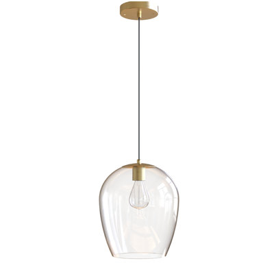 Brushed Brass Large Glass pendant