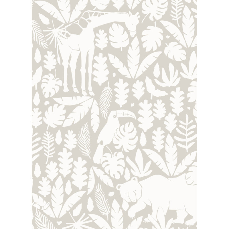 Papier peint adhésif Jungle Animals, Gris chaleureux