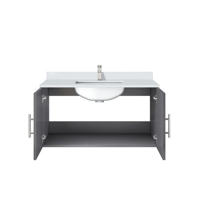 Ensemble de meuble-lavabo gris foncé l 36 po x P 22 po, comptoir en quartz blanc et robinet