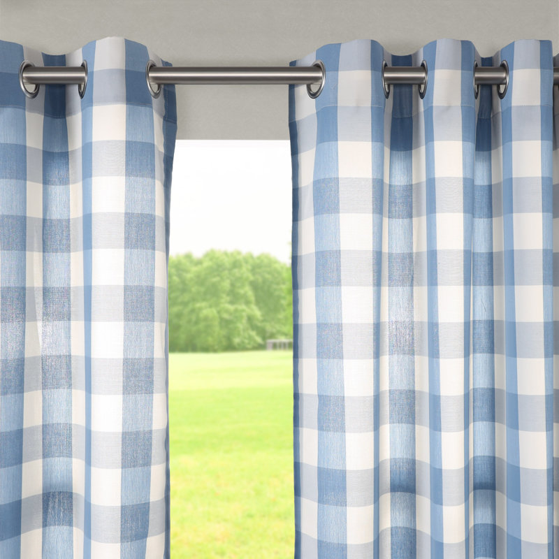 Panneau de rideau simple Hoop , L 52 po x L 84 po, Bleu