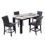 Table rectangulaire gris foncé avec plateau épais et base à 4 pieds, 6 places, table de salle à manger moderne, plateau, look attrayant