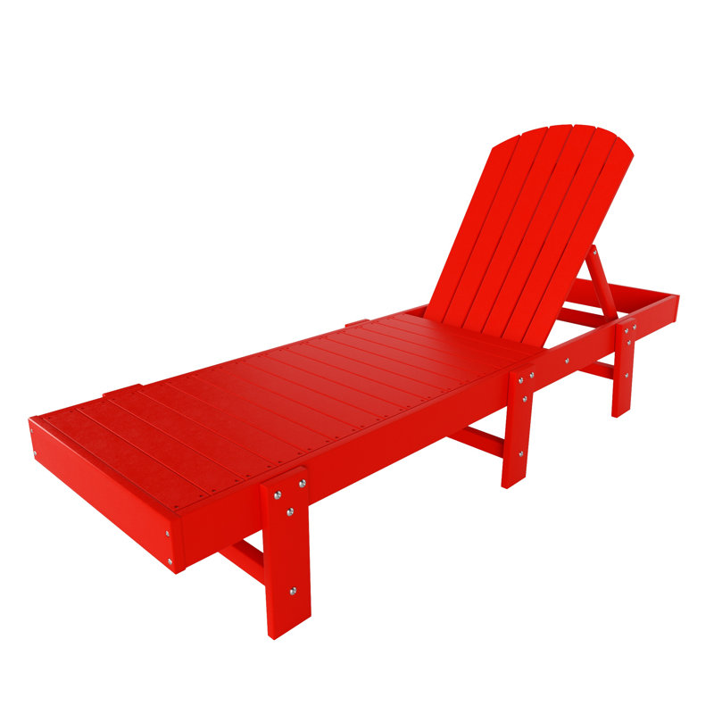 77.6" Long Outdoor All-Weather Poly Reclining Single Chaise, Red