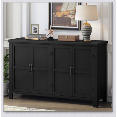 U_STYLE 4-Door Storage Sideboard with Adjustable Shelves and Retro Atimon Handles ,Ample Storage,Pinewood Legs,for Living Room, Study, and Entryway