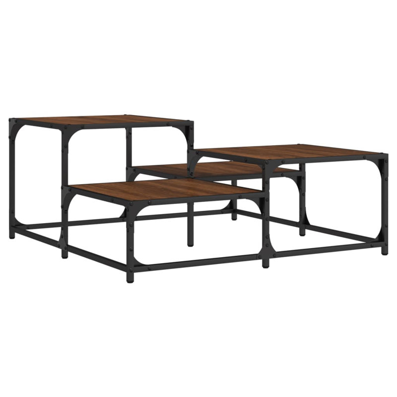 Wulfe Frame Single Coffee Table with Storage, 15.7" H x 34.4" L x 34.4" W, Brown Oak