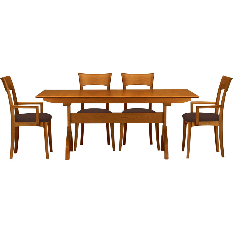 Sarah 5 - Piece Dining Set, Autumn Cherry, Coffee Leather