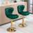 Set Of 2  Bar Stools,With Chrome Footrest And Base Swivel Height Adjustable Mechanical Lifting Velvet + Golden Leg Simple Bar Stool-Grey-115936987